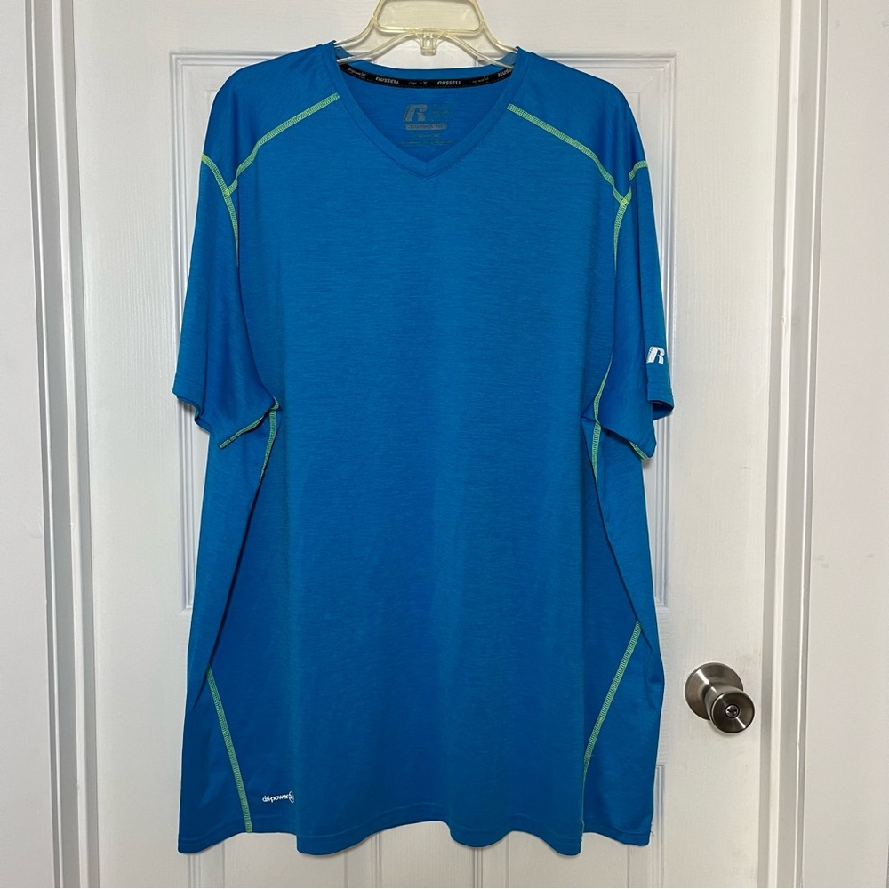 Russell Athletics Short Sleeve Shirt Training Fit Dri Power 360  Big & Tall Blue